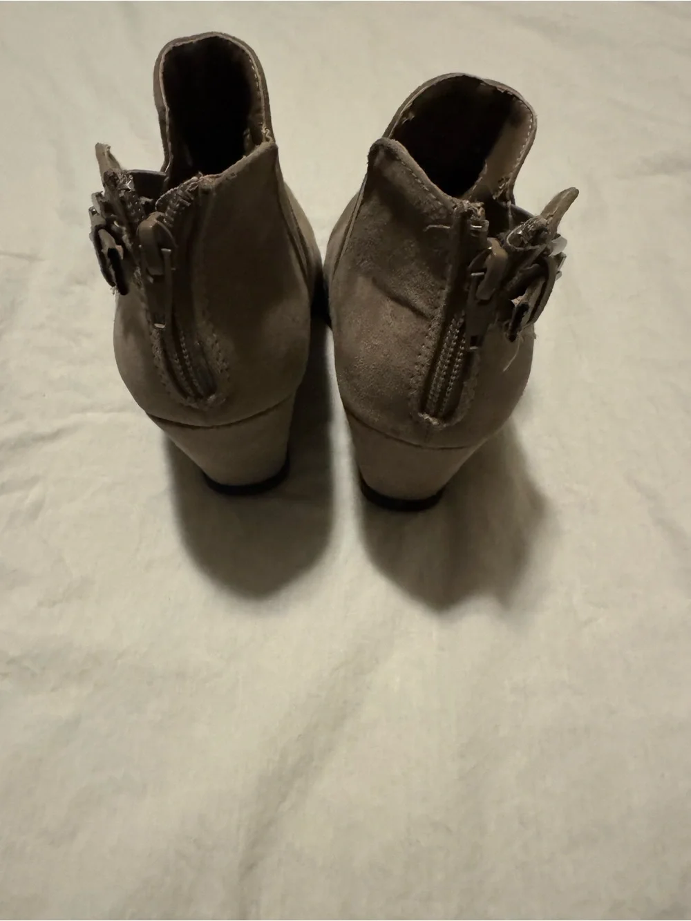 Maurices Taupe Wedge Ankle Boots with Buckle Detail